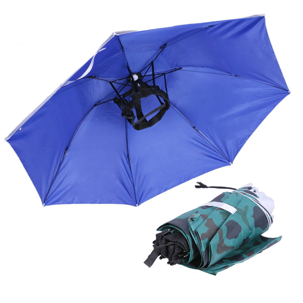 Golf Umbrella - 折りたたみ式ヘッド傘帽子 雨よけキャップ ゴルフ アウトドア サンハット 釣り