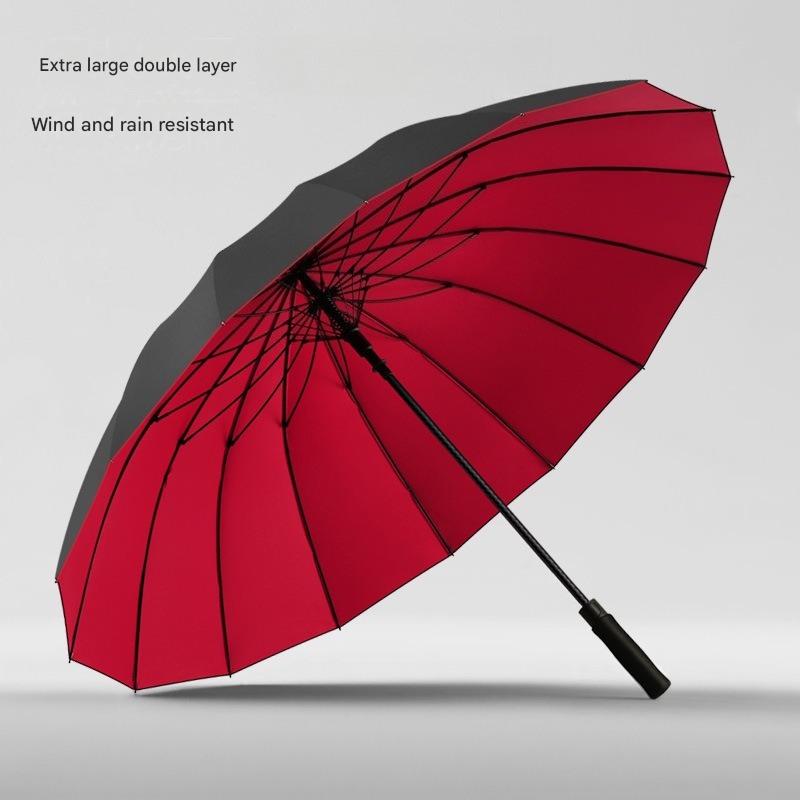 30インチ16本骨自動開閉式二重構造ゴルフ傘ロングハンドルス - Golf Umbrella Large のレビューと価格