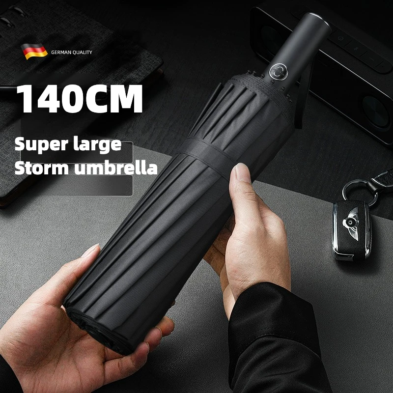 男性と女性のための自動折りたたみ傘,大きな傘,強くて強い,太 - Golf Umbrella Large のレビューと価格